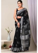 Cotton Black  Digital Printed Saree